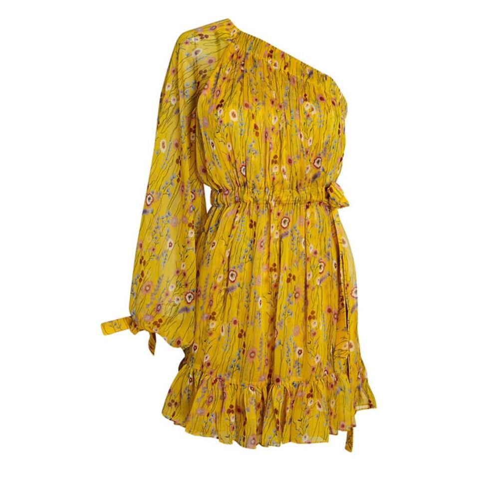 ALEXIS Edyta Floral One-Shoulder Dress yellow metallic Flowy